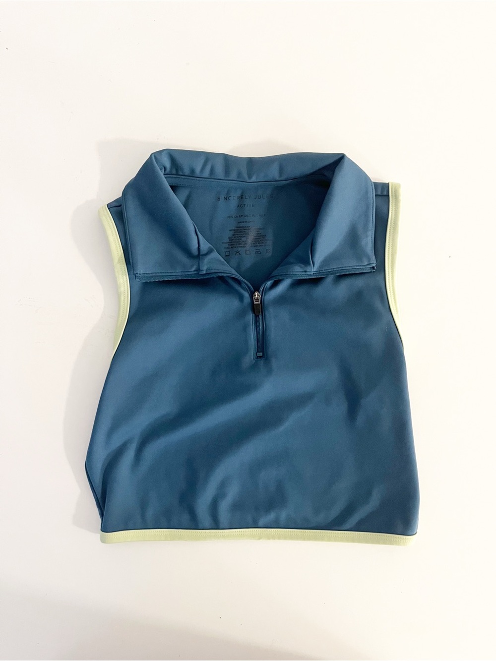 Sincerly Jules Teal Swim Rashguard Top with Lime Trim